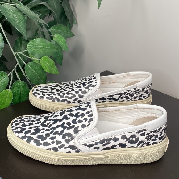 Saint Laurent White And Black Leopard Print Venice Slip-On Sneakers - Picture 9 of 16